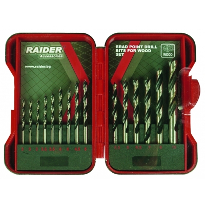 Комплект свредла за дърво 15 бр. Ø3-10 мм Raider 157791