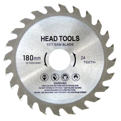 Диск за циркуляр за дърво ф180х24Тх22.23мм, 24 Зъба, HEAD TOOLS