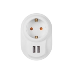 Адаптер със защита и 2 USB Порта, Шуко Nilson, Бял Нилсон