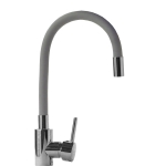 Смесител за мивка Sillona Aqua, Стоящ, Една ръкохватка, Гъвкава лебедка, Сива