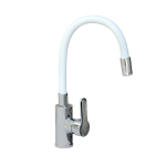 Смесител за мивка Sillona Aqua, Стоящ, Една ръкохватка, Гъвкава лебедка, Бяла