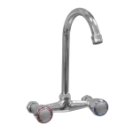 Смесител за мивка Sillona Aqua Lea, Стенен, Две ръкохватки, R- лебедка, Хром