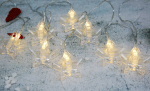 ЛЕД Светещо Въже, 10 звезди с щипка, 0,6W, 1 метър LED, IP20, 2хАА, Топло Бяло