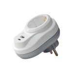 Адаптер със защита и USB+C TYPE, Шуко Nilson, Бял Нилсон